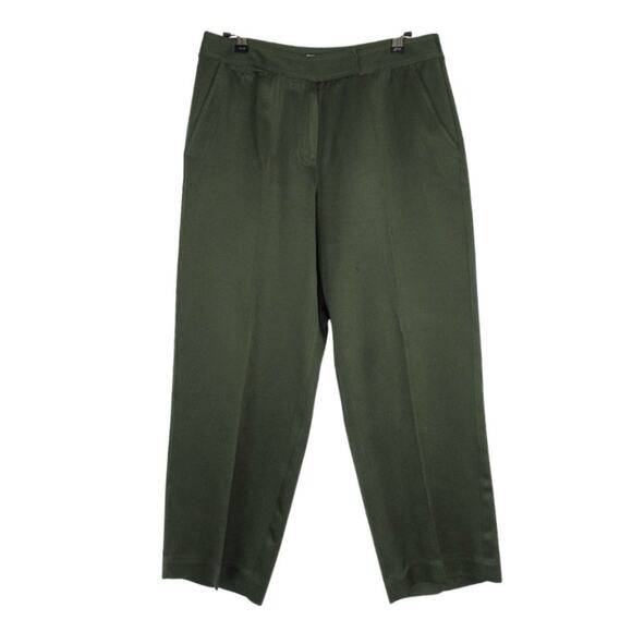 TOMMY BAHAMA Silk Blend High Rise Cropped Pants Olive Green Women's Size 8 - Picture 1 of 12